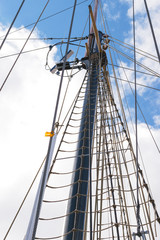 Fototapeta premium View of the Topmast and shroud on a tall ship.
