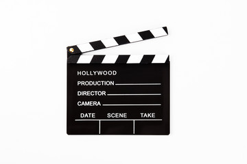 Obraz premium Movie black Clapperboard on a white