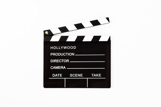 Movie black Clapperboard on a white