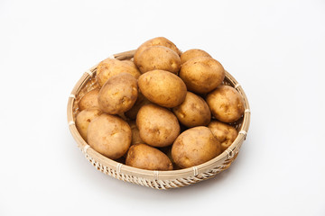 Harvested potatoes in a basket 