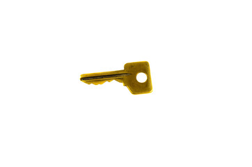 Single yellow key isolated on white