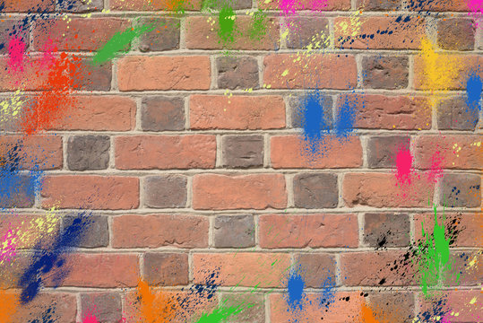 bunte Farbtextur auf einer Ziegelwand