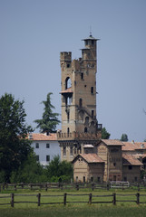 Fototapeta na wymiar Medieval castle in the plains near Tortona, Italy.