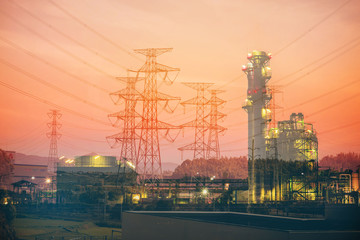 Electric  plant and sunset sky
