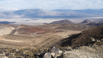 Curvy mountain road in Death valley