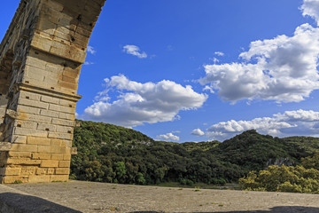 View from the Roman Aqueduct crossing the Gardon River, Pont du
