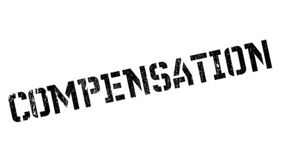 Compensation rubber stamp. Grunge design with dust scratches. Effects can be easily removed for a clean, crisp look. Color is easily changed.