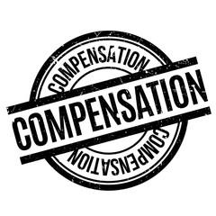 Compensation rubber stamp. Grunge design with dust scratches. Effects can be easily removed for a clean, crisp look. Color is easily changed.