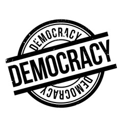 Obraz premium Democracy rubber stamp. Grunge design with dust scratches. Effects can be easily removed for a clean, crisp look. Color is easily changed.