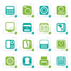 Stylized Hi-tech and technology equipment - vector icon set 4