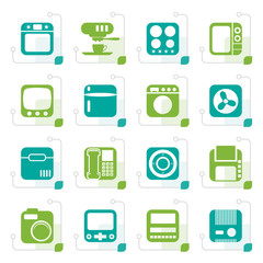 Stylized Home and Office, Equipment Icons - Vector Icon Set