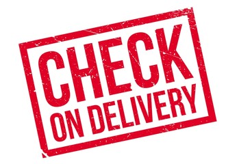 Check On Delivery rubber stamp. Grunge design with dust scratches. Effects can be easily removed for a clean, crisp look. Color is easily changed.