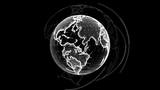 Wireframe Globe. loops seamlessly. Plexus Abstract Background, Slow Rotating Full HD