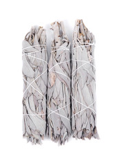 Sage smudge stick isolated on white background