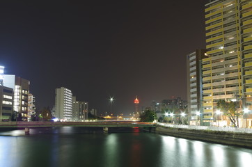 Obraz premium 福岡市天神 都市夜景