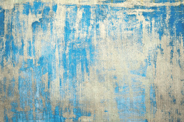 Old Damaged Cracked Paint Wall, Grunge Background, blue color