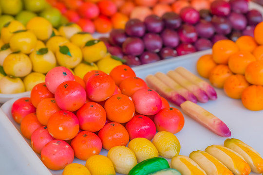 Colorful marzipan sweets