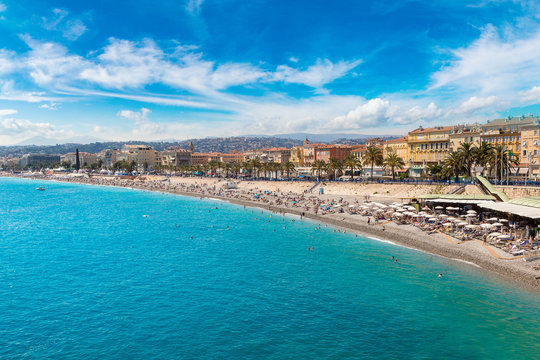Panoramic view of beach in Nice