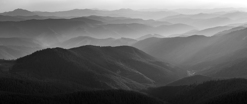 Fototapeta Black and White Mountain Landscape