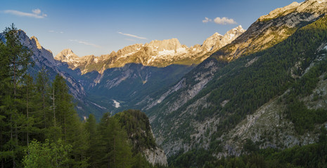 Fototapeta na wymiar panorama of the Julian Alps, Slovenia, around the mountain pass