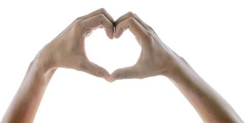 Obraz premium Female hands in the form of heart isolated on white background with clipping path