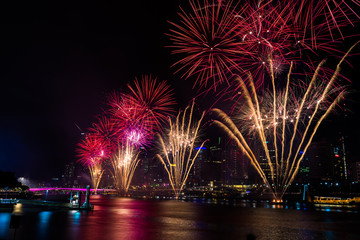  New Year fireworks over night, Brisbane, Australia