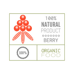Organic food. Logo, badge, label for healthy eating, berry icon