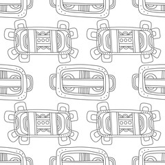 Black and white decorative seamless pattern for coloring book.