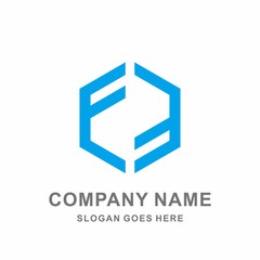 Monogram Letter F Geometric Hexagon Reflection Strips Business Company Stock Vector Logo Design Template 