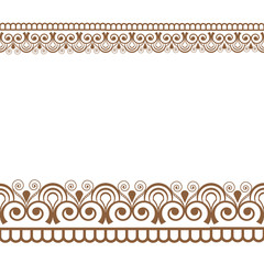 Mehndi Henna line lace seamless element with flowers pattern card for tattoo