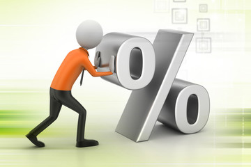 3d man pushing percent sign