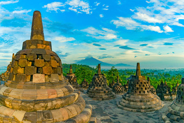 Buddhist temple complex of Borobudur. Indonesia