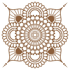 Henna brown mehndi tatoo floral element mandala in Indian style.