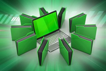 Laptop with file folder
