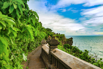 The path along the ocean. Pura Luhur Uluwatu. Bali. Indonesia.