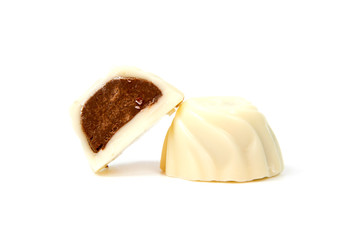 White chocolate candy isolated over the white background