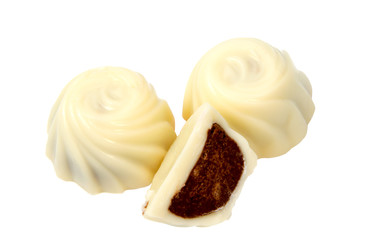 White chocolate candy isolated over the white background