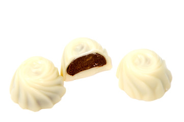White chocolate candy isolated over the white background