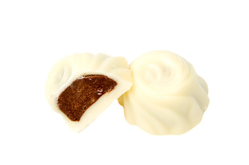 White chocolate candy isolated over the white background