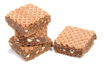 Wafers with chocolate on a white background