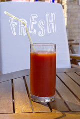 Fresh tomato juice on a table