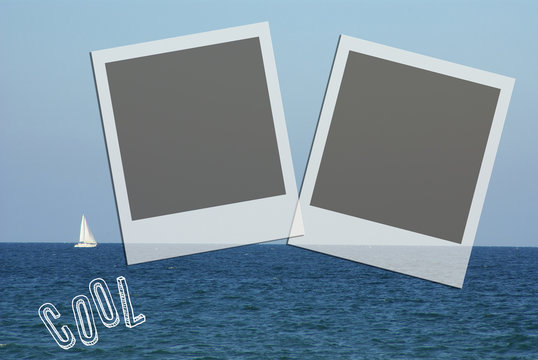 Fototapeta Cool travel background with photo frames