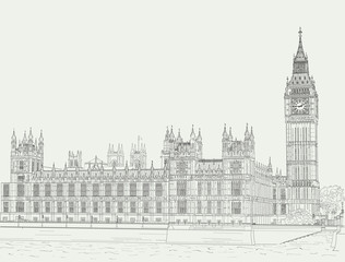 Fototapeta na wymiar Sketch the palace of Westminster