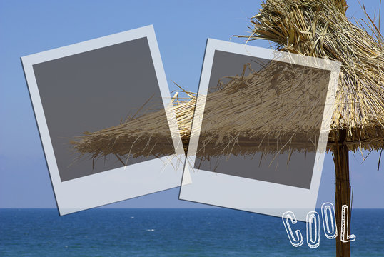 Fototapeta Cool travel background with photo frames