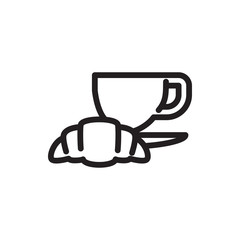coffee and croissant icon illustration