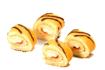 biscuit Swiss roll isolated on white background