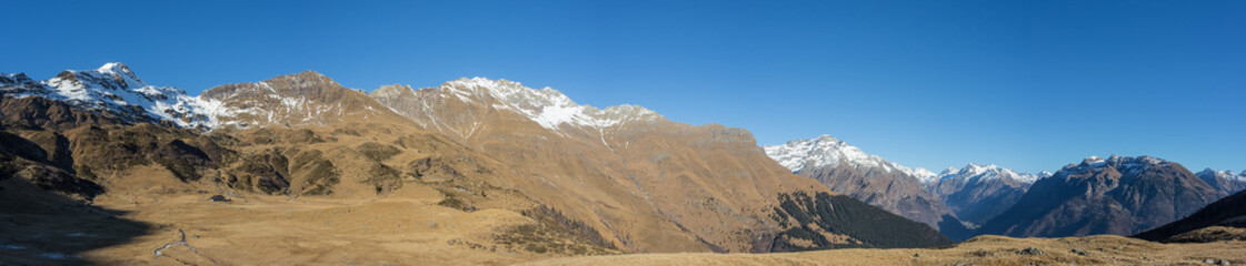 Great landscape on the Orobie Alps in winter season close to Cardeto natural lakes. View of the...