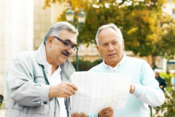 Senior friends enjoying outside