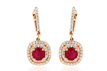 aretes pendientes con ribies rubi zafiros en oro amarillo con diamantes Earrings with rubies Sapphire yellow gold rubies with diamonds	