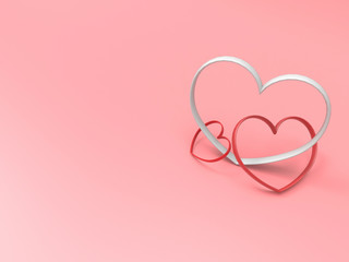 Love valentine's red and White heart on pink ฺBackground